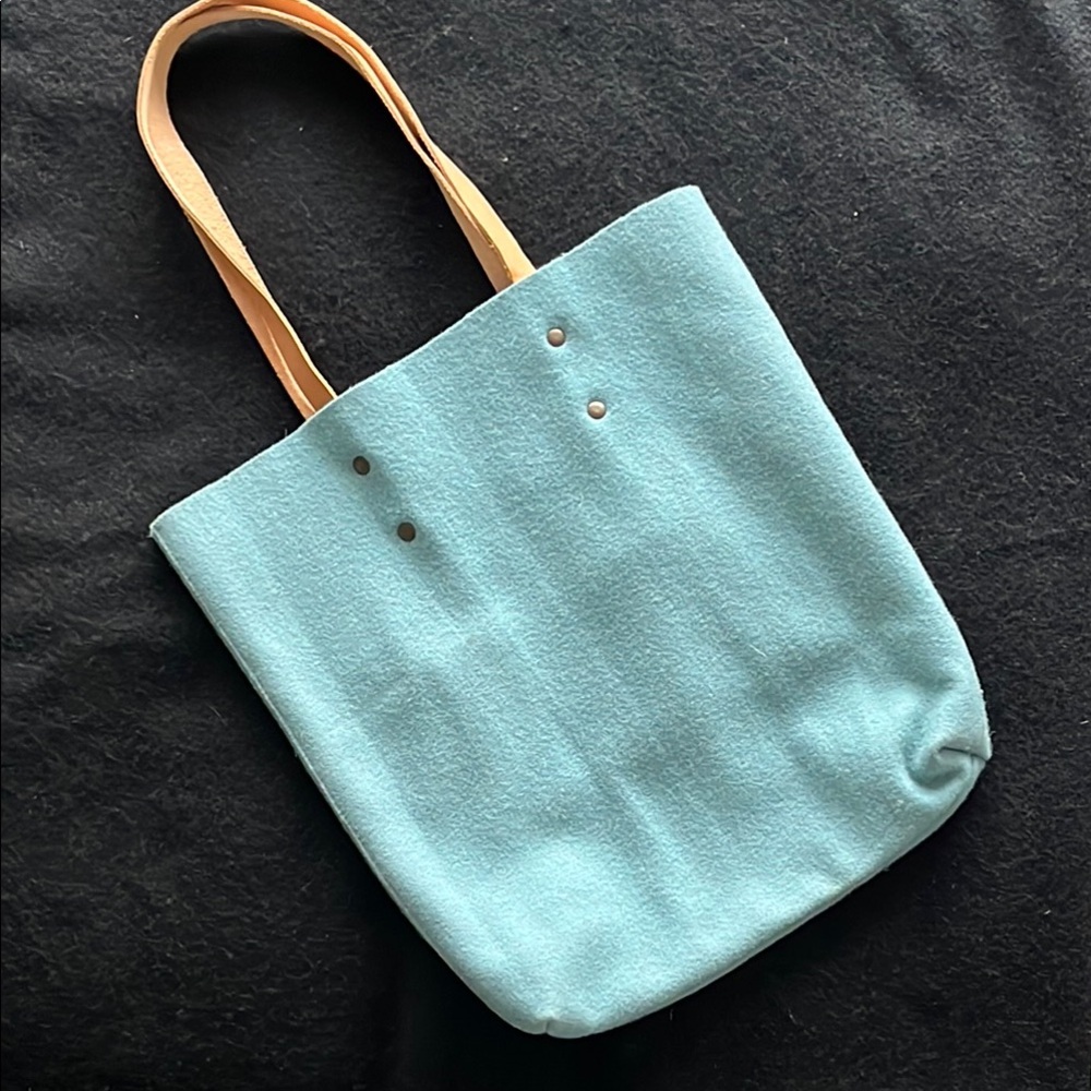 Burel Boiled Wool Tote Tiffany Blue + Natural Leather